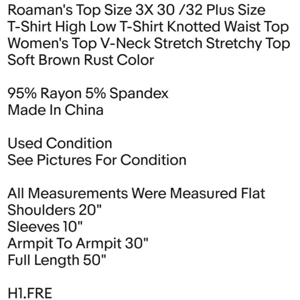 Roaman's Top Size 3X 30 /32 Plus Size T-Shirt High Low T-Shirt Knotted Waist Top - Picture 2 of 6
